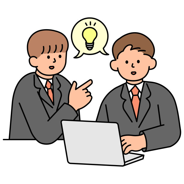 两个办公室员工头脑风暴。简单的矢量插图。图片下载