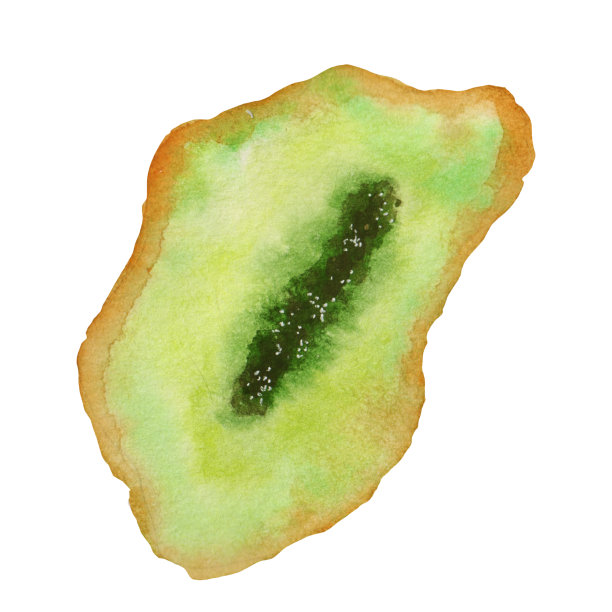 水彩明亮的插图，绿色的石头孤立在白色的背景。图片下载