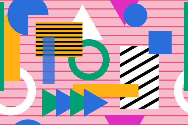 色彩缤纷的风格怀旧的背景或复古的80年代90年代无缝图案壁纸矢量图片下载