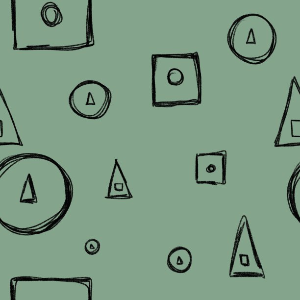 三角形，圆形，方形，几何绿色图案图片下载