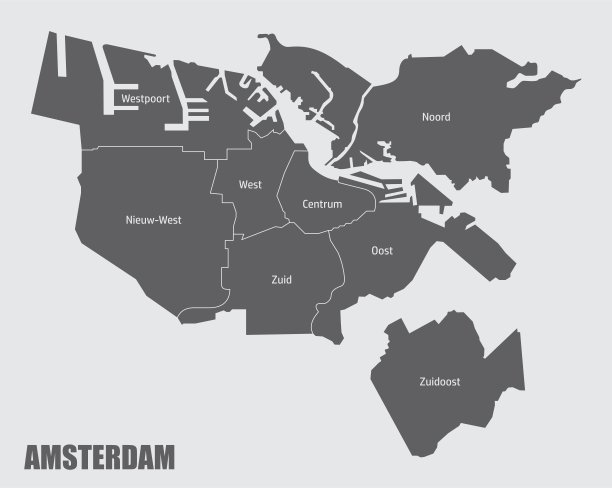 阿姆斯特丹行政地图图片下载