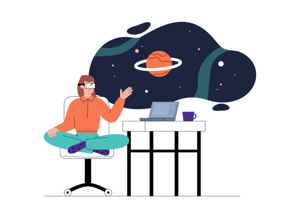 女性旅行与虚拟现实眼镜，平面矢量插图孤立在白色背景。图片下载