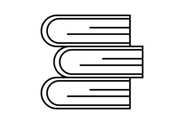 书籍线条扁平图标黑色科学轮廓符号应用程序网页标志图片下载