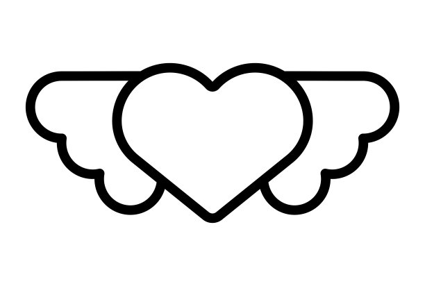 天使线图标情人节标志平面极简主义符号艺术图片下载