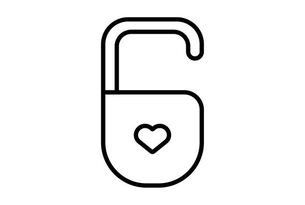 锁线图标情人节标志平面极简主义符号艺术图片下载