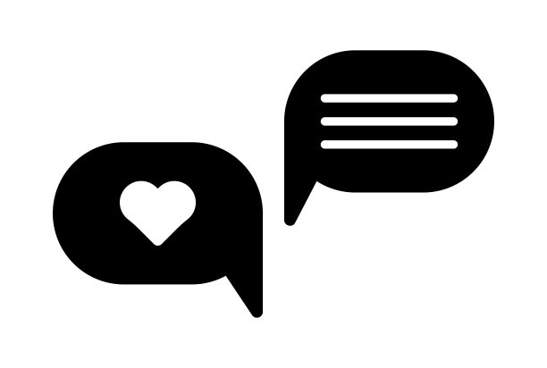 对话框扁平图标情人节符号黑色象形符号艺术品图片下载