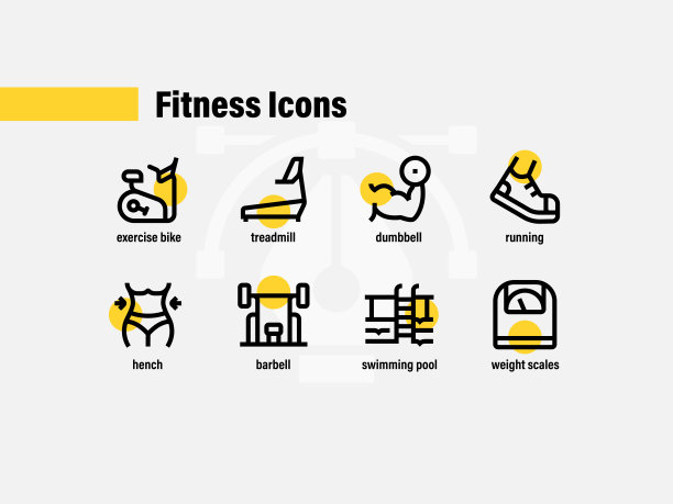 粗体线条和简单的健身图标图片下载