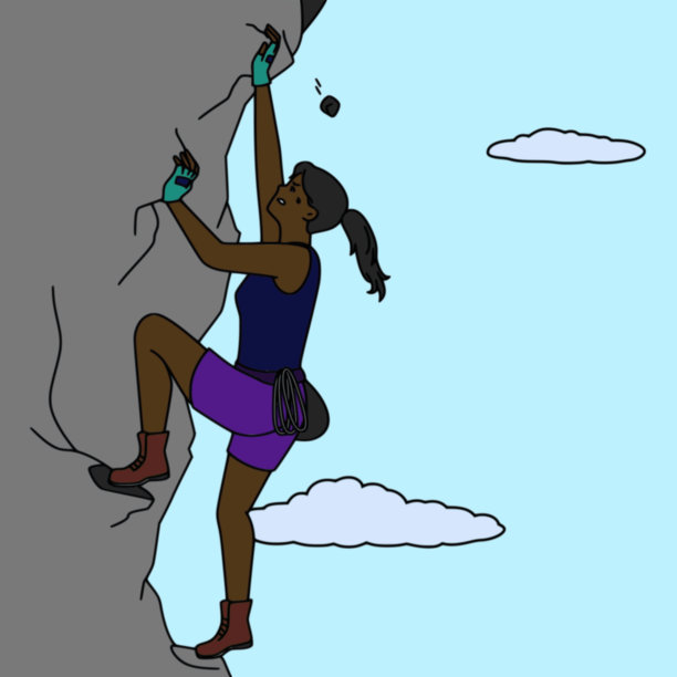 女性攀岩者在岩石插图上图片下载