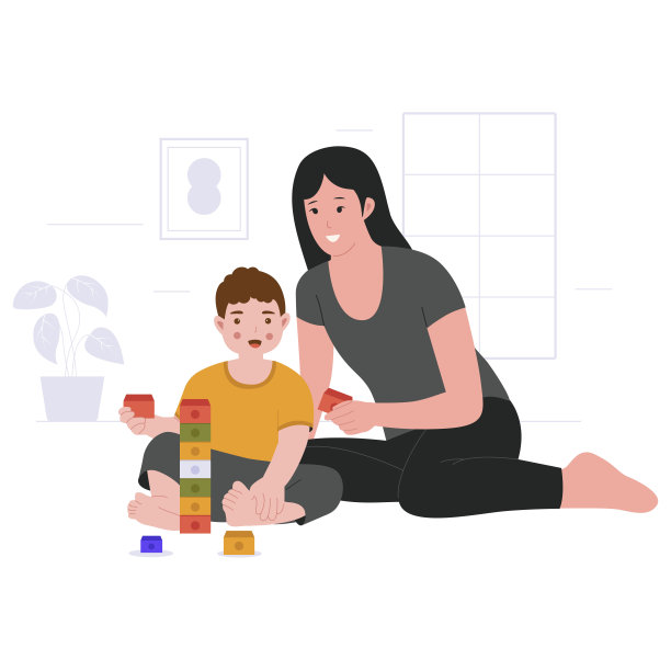 妈妈和儿子玩玩具图片下载