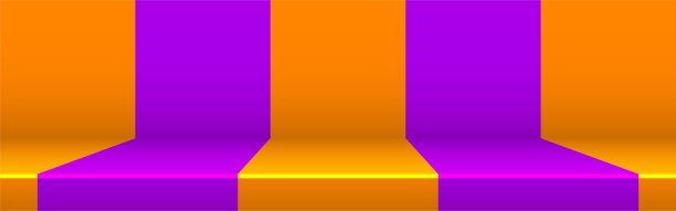 橙色和紫色抽象线条条纹背景。万圣节风格的设计工作室房间背景。产品展示与复制空间显示。矢量插图。图片下载