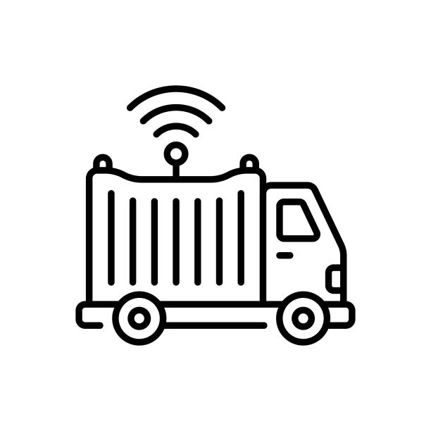 智能物流大纲图标设计插图。智能工业符号在白色背景EPS 10文件图片下载