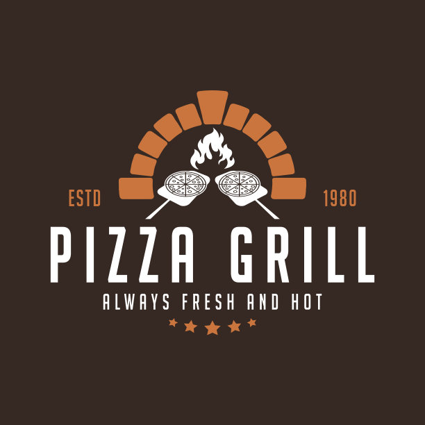 复古披萨标志设计模板图片下载