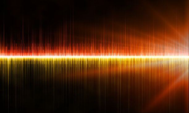 音频轨道频率和信号频谱在黑色背景。图片下载