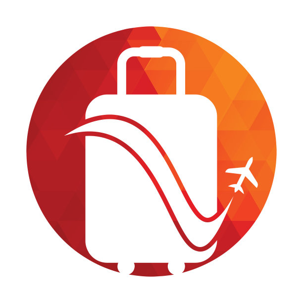 旅游的标志。假日飞机与包设计插图。图片下载