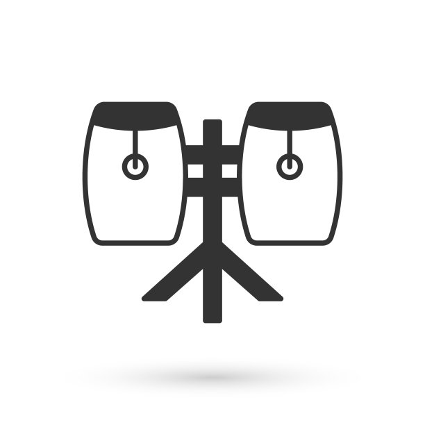 灰色康加鼓图标孤立在白色背景。乐器。向量图片下载