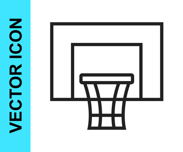 黑线篮球篮板图标孤立在白色背景。向量图片下载