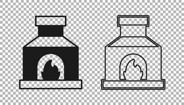黑色铁匠烤箱图标隔离在透明的背景。向量图片下载