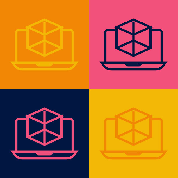 波普艺术线3d建模图标孤立的颜色背景。增强现实或虚拟现实。向量图片下载