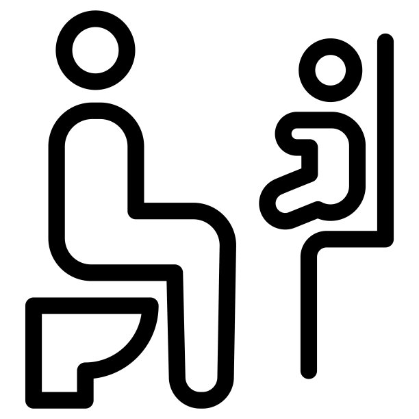 厕所与婴儿椅图标，矢量轮廓插图。图片下载