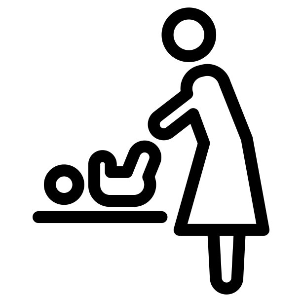尿布更换表图标，矢量轮廓说明。图片下载