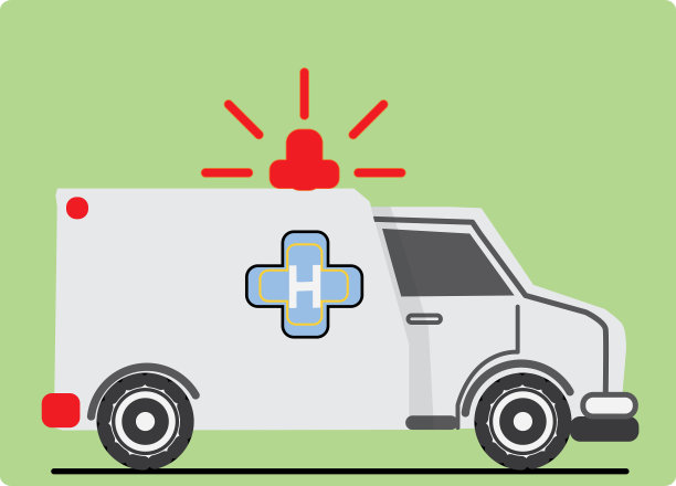 救护车接送病人，医疗经营思路，平面设计插画图片下载