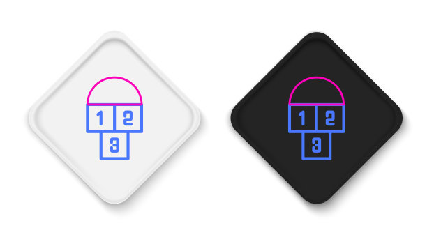 线跳房子图标孤立的白色背景。儿童沥青涂料绘图。色彩缤纷的轮廓概念。向量图片下载