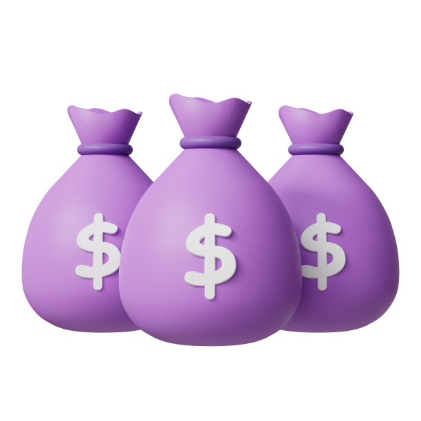 有美元图标的钱袋。现金，利率，商业和金融，投资回报，金融解决方案，预付和首付概念。三维演示图片下载