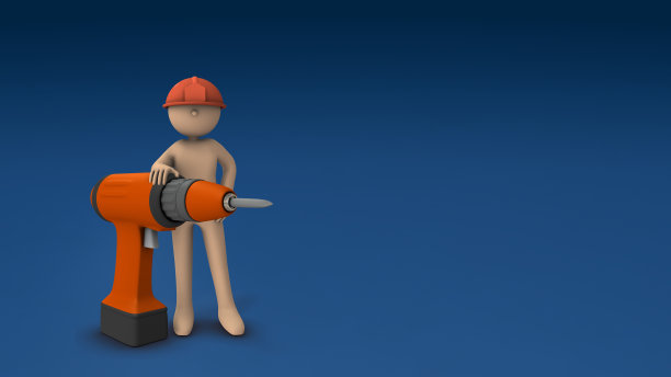 一把夸张的大电动螺丝刀。勇气和潜力。工业和技术。抽象概念代表一个可信任的工程师。冷蓝色背景。3 d渲染。图片下载