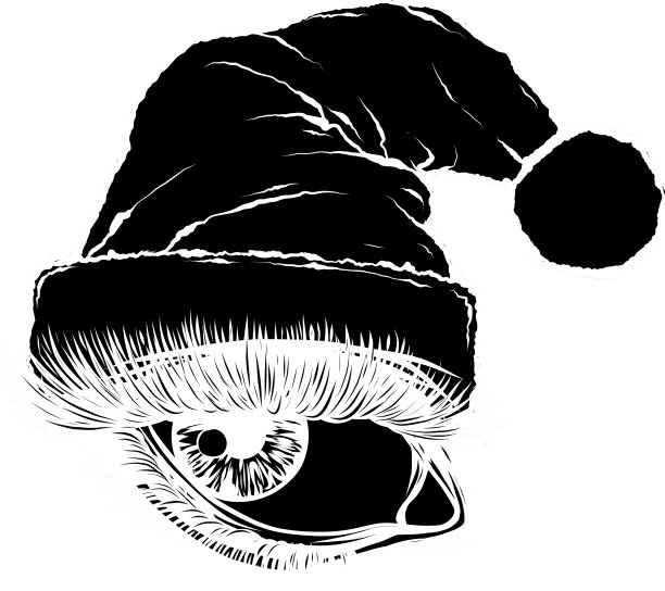 黑色轮廓的女人眼睛与圣诞帽图片下载