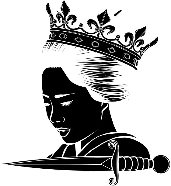 黑色剪影的亚洲女王与一个皇冠图片下载