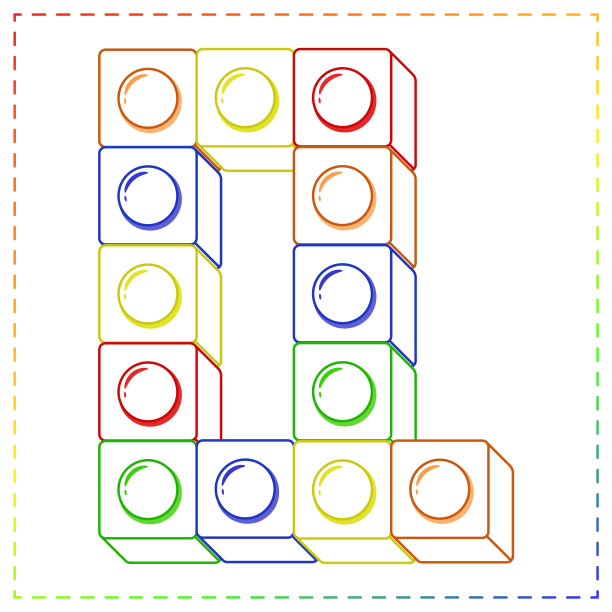 英文字母块在着色笔触现代风格绘画图片下载