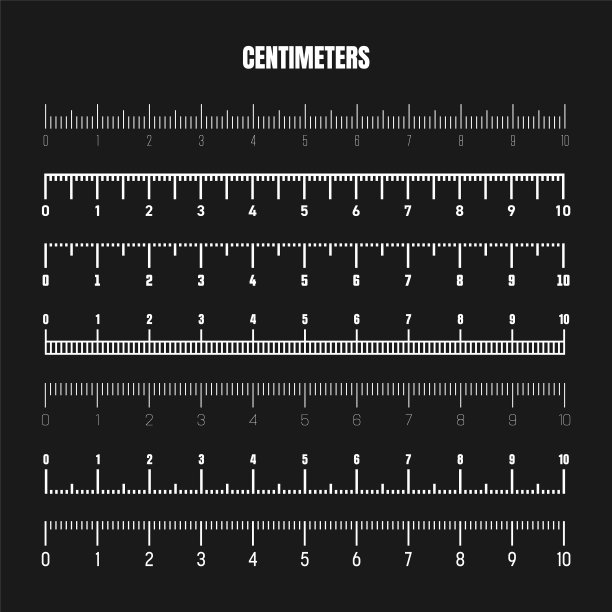 真实的白色厘米尺度测量长度或高度。各种测量尺度与划分。尺，卷尺标记，尺寸指示器。矢量图图片下载