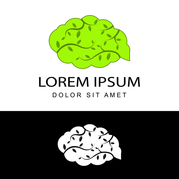 生态脑logo模板设计在孤立图片下载