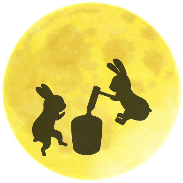 月亮兔子砸年糕插图图片下载