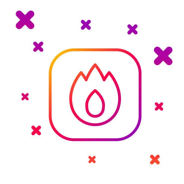 颜色线火焰图标孤立的白色背景。梯度随机动态形状。向量图片下载