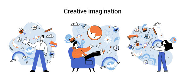创造性思维，想象力或头脑风暴或创造性的想法概念。幻想流和创造力图片下载