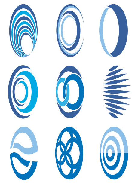 圆形图案标志的透视。所有颜色都是可编辑的。矢量插图。图片下载