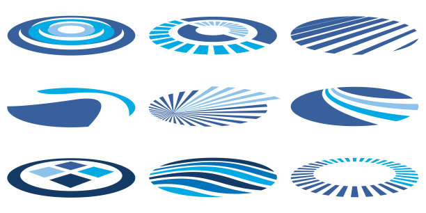 圆形图案标志的透视。所有颜色都是可编辑的。矢量插图。图片下载