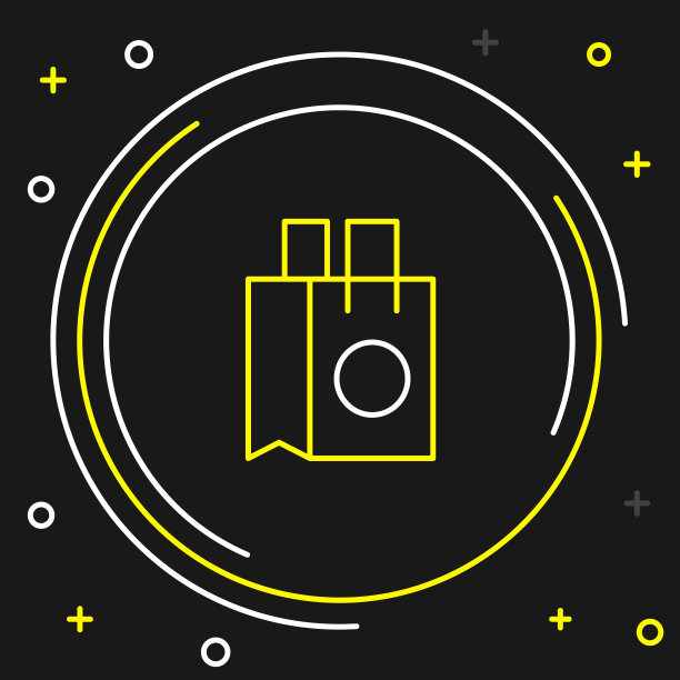 线纸购物袋图标孤立的黑色背景。包的迹象。色彩缤纷的轮廓概念。向量图片下载