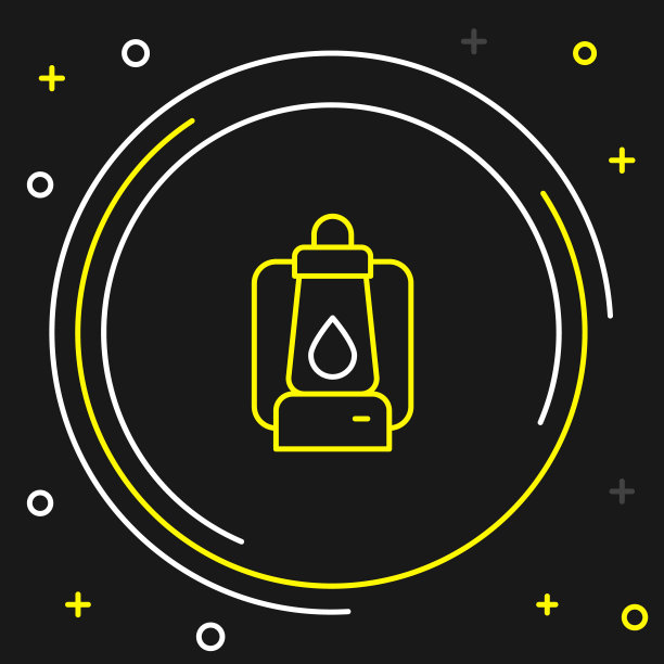 露营灯图标孤立的黑色背景。色彩缤纷的轮廓概念。向量图片下载