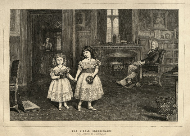 身着礼服的小伴娘，出自19世纪70年代詹姆斯·阿彻(James Archer)之手图片下载
