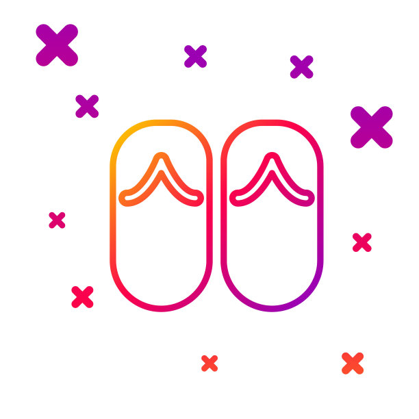 色线人字拖图标孤立在白色背景。沙滩拖鞋标志。梯度随机动态形状。向量图片下载
