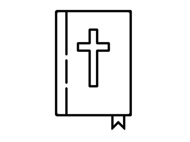 黑线圣经书图标孤立在白色背景。图片下载
