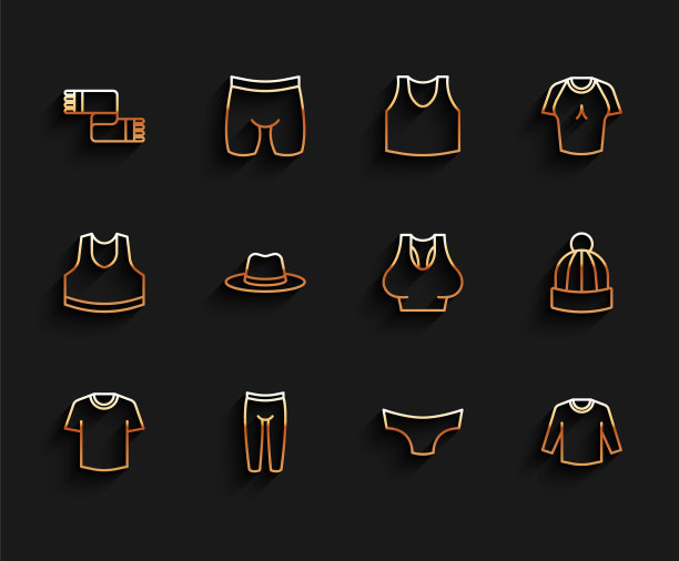 集线t恤，打底裤，冬季围巾，男子内裤，毛衣，男子帽子，和汗衫图标。向量图片下载