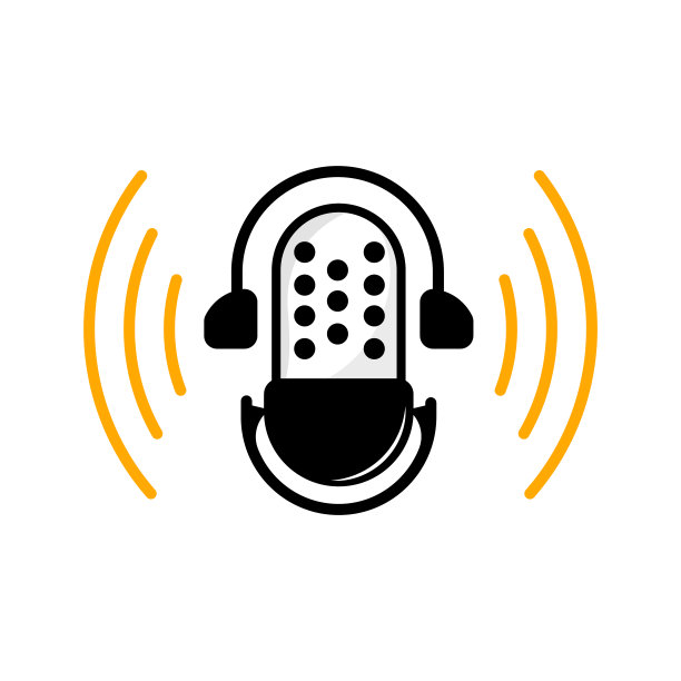 播客标志，矢量，耳机和聊天，简单的复古麦克风设计图片下载