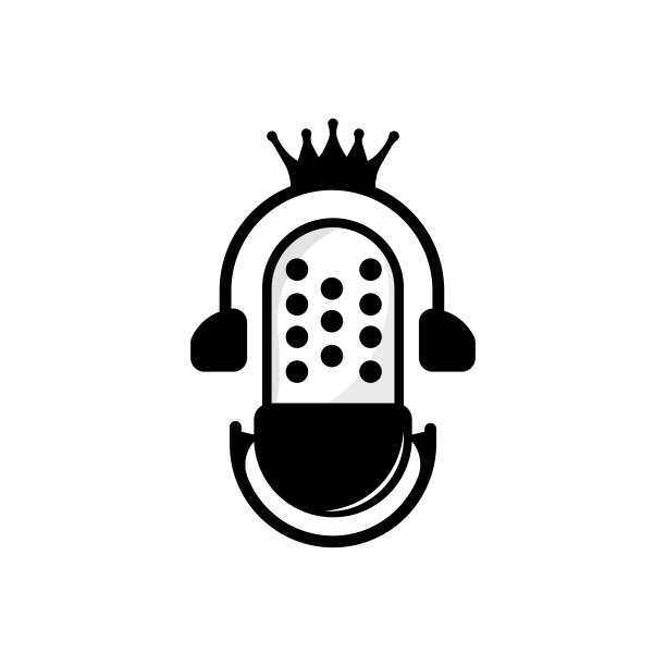 播客标志，矢量，耳机和聊天，简单的复古麦克风设计图片下载