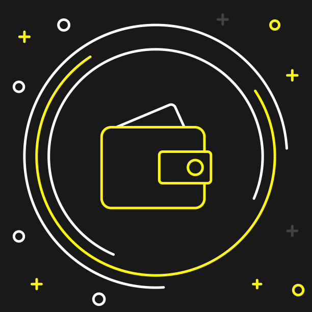 线钱包图标孤立的黑色背景。钱包图标。现金储蓄符号。色彩缤纷的轮廓概念。向量图片下载