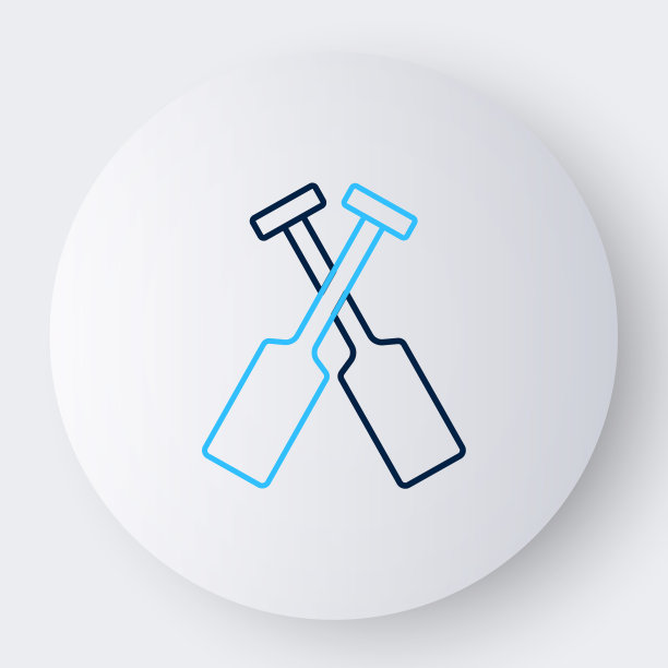 线交叉桨或桨船图标孤立的白色背景。色彩缤纷的轮廓概念。向量图片下载