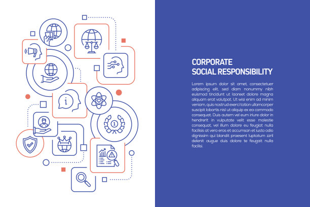 企业社会责任概念，带有图标的企业社会责任矢量图图片下载