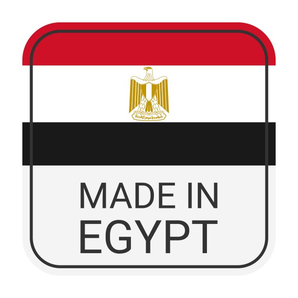 埃及制造徽章矢量。有星星和国旗的贴纸。标志孤立在白色背景上。图片下载